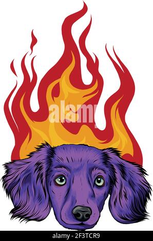 puppy Dog with Flame ornaments vector illustration Stock Vector