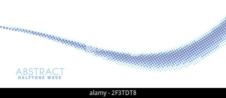 Abstract cornflower blue dotted wave with halftone effect. Simple vector graphics Stock Vector