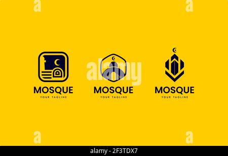 Unique Mosque Logo Illustration Vector Design Template suitable for islamic graphic element Stock Vector