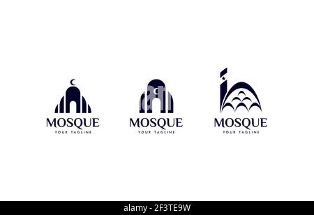 Rounded Mosque Logo Illustration Vector Design Template suitable for islamic graphic element Stock Vector