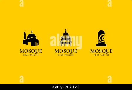Classic Mosque Logo Illustration Vector Design Template suitable for islamic graphic element Stock Vector