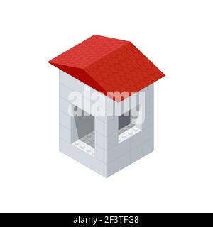 Roofing illustration with the help of a children's designer. Vector illustration Stock Vector