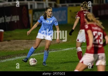 Bath, UK. 17th Mar, 2021. Georgia Stanway of Manchester City Women in action Barclays Women's Super league match, Bristol city women v Manchester City women at Twerton Park in Bath, Avon on Wednesday 17th March 2021. this image may only be used for Editorial purposes. Editorial use only, license required for commercial use. No use in betting, games or a single club/league/player publications. pic by Lewis Mitchell/Andrew Orchard sports photography/Alamy Live news Credit: Andrew Orchard sports photography/Alamy Live News Stock Photo