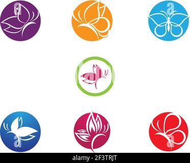 Butterfly logo template vector icon illustration design Stock Vector