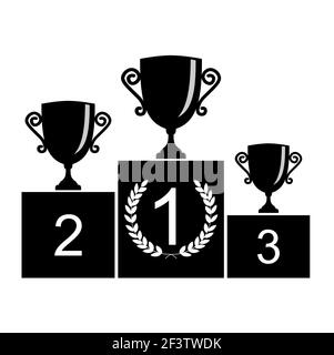 Trophy Cup on prize podium. Stock Vector