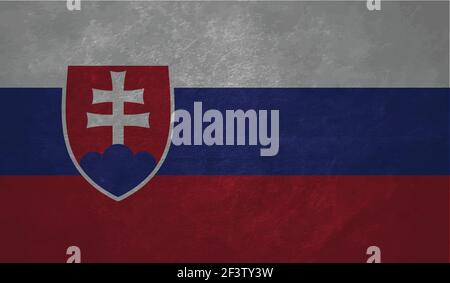 Slovakia flag with waving grunge texture. Vector background. Stock Vector