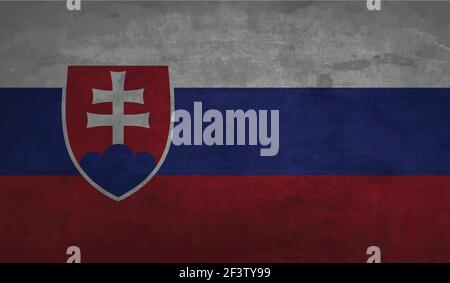 Slovakia flag with waving grunge texture. Vector background. Stock Vector