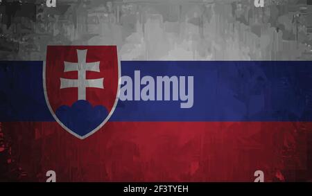 Slovakia flag with waving grunge texture. Vector background. Stock Vector