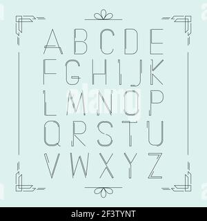 Line font, latin vector thin line alphabet. Font line alphabet type and alphabet typography latin illustration Stock Vector