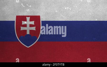 Slovakia flag with waving grunge texture. Vector background. Stock Vector