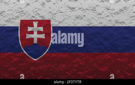 Slovakia flag with waving grunge texture. Vector background. Stock Vector