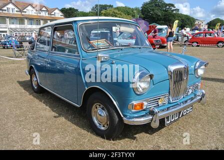 A 1967 Riley Elf parked up on display at the English Riviera classic car show, Paignton, Devon, England, UK. Stock Photo