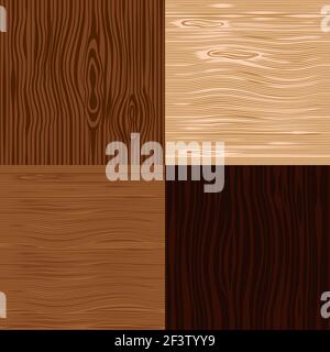 Wooden texture seamless backgrounds set. Old wood plank patterns vector Stock Vector