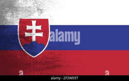 Slovakia flag with waving grunge texture. Vector background. Stock Vector