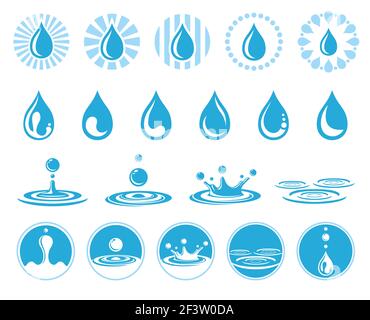 Water vector icons. Water drop icon, water element, nature  liquid water, aqua drop water illustration Stock Vector