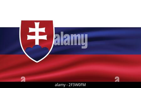 Slovakia flag with waving grunge texture. Vector background. Stock Vector