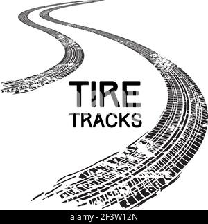 Tire tracks abstract vector background. Print monochrome dirty track imprints illustration Stock Vector