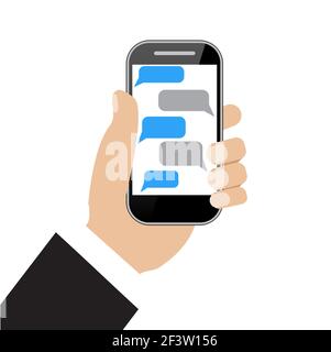 Hand holing black smartphone Stock Vector