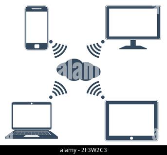 Flat design concept of cloud service Stock Vector