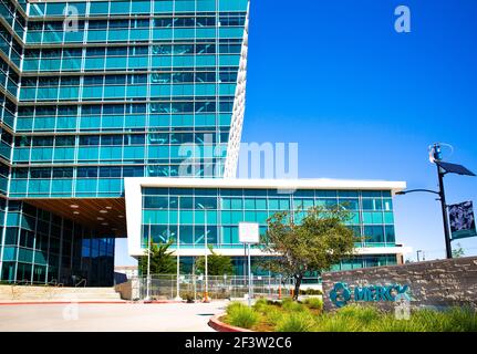 South San Francisco, CA, USA - February 24, 2021: Close up of a corporate office building of Merck  company Research Laboratories Stock Photo