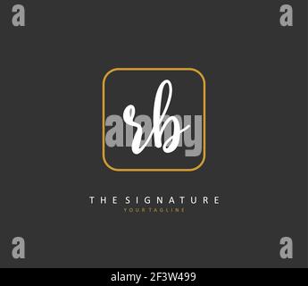 R B RB Initial letter handwriting and signature logo. A concept handwriting initial logo with template element. Stock Vector