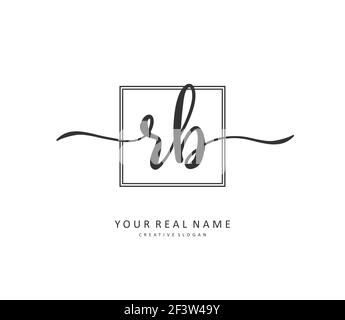 R B RB Initial letter handwriting and signature logo. A concept handwriting initial logo with template element. Stock Vector