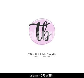 T B TB Initial letter handwriting and signature logo. A concept handwriting initial logo with template element. Stock Vector