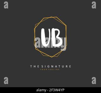 U B UB Initial letter handwriting and signature logo. A concept handwriting initial logo with template element. Stock Vector