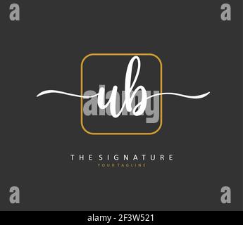 U B UB Initial letter handwriting and signature logo. A concept handwriting initial logo with template element. Stock Vector