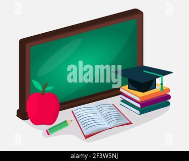 isometric back to school concept vector illustration Stock Vector