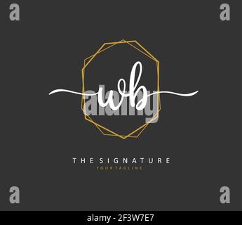 W B WB Initial letter handwriting and signature logo. A concept handwriting initial logo with template element. Stock Vector