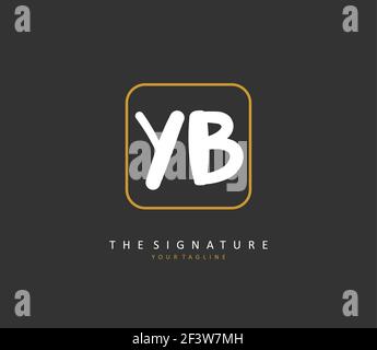Y B YB Initial letter handwriting and signature logo. A concept handwriting initial logo with template element. Stock Vector