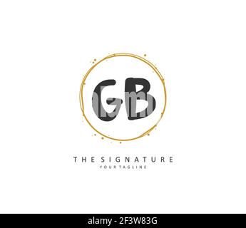 G B GB Initial letter handwriting and signature logo. A concept handwriting initial logo with template element. Stock Vector