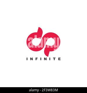 simple letter dp infinity symbol curves loop design logo vector Stock Vector