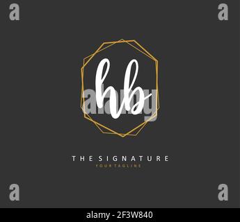 H B HB Initial letter handwriting and signature logo. A concept handwriting initial logo with template element. Stock Vector