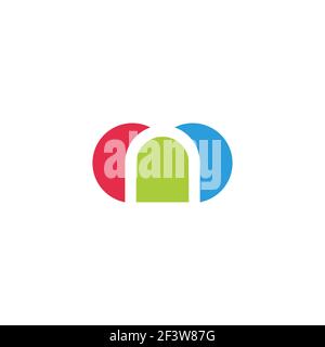letter n curves simple negative space colorful logo vector Stock Vector