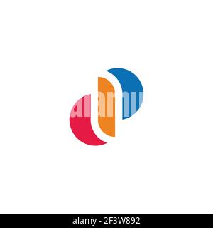 letter dp linked abstract geometric colorful design logo vector Stock Vector