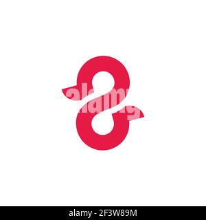 abstract number 8 2 simple curves overlapping line logo vector Stock Vector
