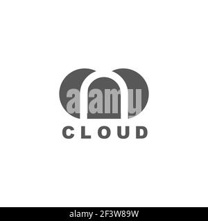 letter n cloud geometric negative space symbol logo vector Stock Vector