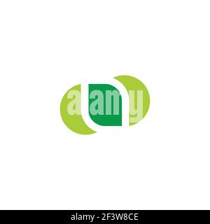 linked green leaf geometric design logo vector Stock Vector