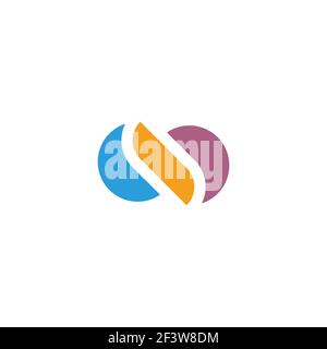 abstract linked circle curves colorful logo vector Stock Vector