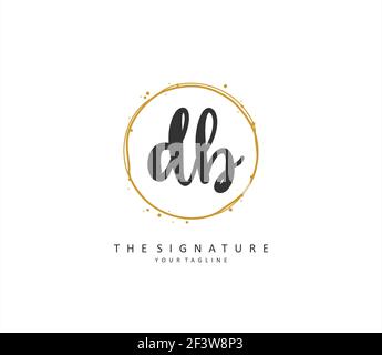 D B DB Initial letter handwriting and signature logo. A concept handwriting initial logo with template element. Stock Vector