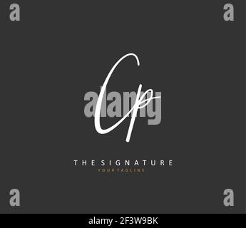 CP Initial letter handwriting and signature logo. A concept handwriting initial logo with template element. Stock Vector