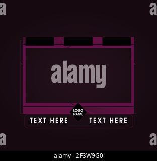 face cam, web camera, webcam, game, streaming panels, screens and  overlays for live broadcasting, gamers and streamers Stock Vector
