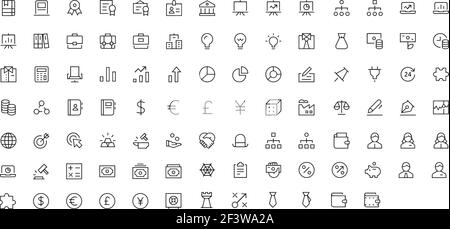 Set of vector line icons of business and finance for modern concepts, web and apps. Stock Vector