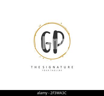 GP Initial letter handwriting and signature logo. A concept handwriting initial logo with template element. Stock Vector