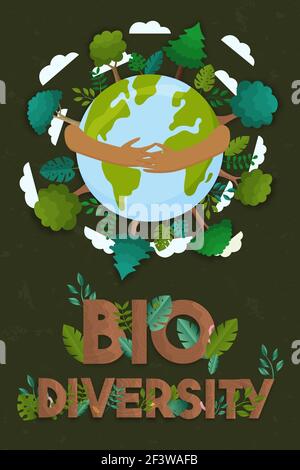 Protect biodiversity illustration of human hand holding green planet ...