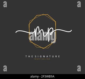 MP Initial letter handwriting and signature logo. A concept handwriting initial logo with template element. Stock Vector