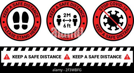 Keep A Safe Distance Icon Sign Vector  To Prevent Covid-19. Stock Vector