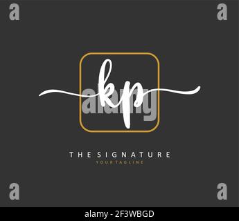 KP Initial letter handwriting and signature logo. A concept handwriting initial logo with template element. Stock Vector